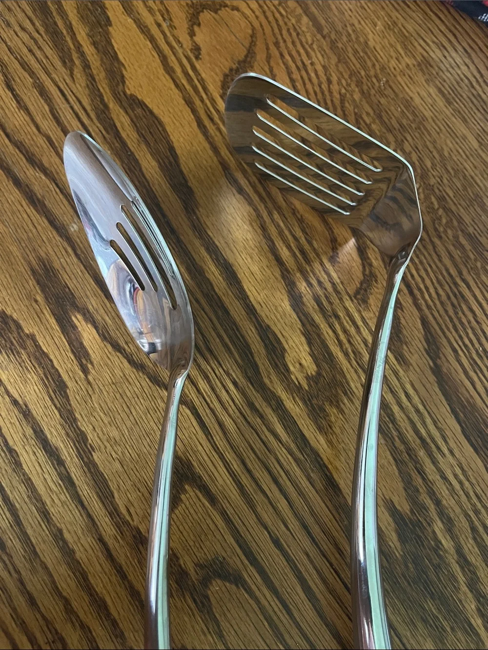 Standcn Stainless Steel Slotted Turner and Serving Spoon Set